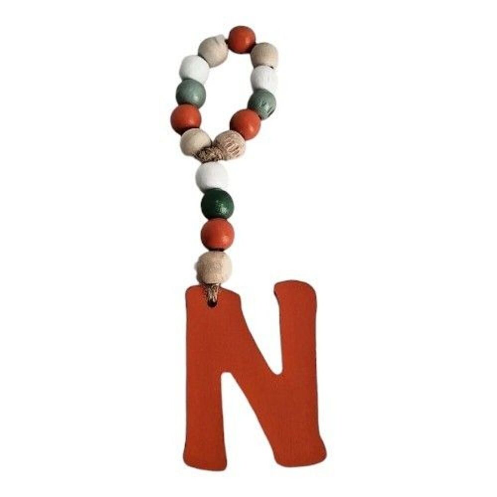 Perfect Harvest Wall Hanging Beads Monogram Letter "N" Thanksgiving Fall Autumn